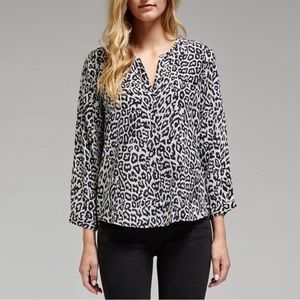 Joie Black and White Leopard Print Blouse